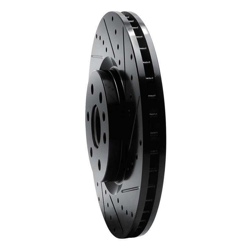 Cadillac SRX Brake Rotor (1) - Front Right - R1 Concepts - Drilled & Slotted - Black - `10-`16